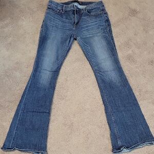 Express Women's Faded Blue Flare Jeans